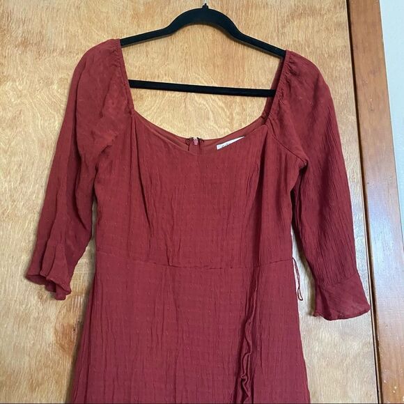 City Vibe Burnt Orange Quarter Sleeve Ruffled Layered Mini Dress - Picture 7 of 11